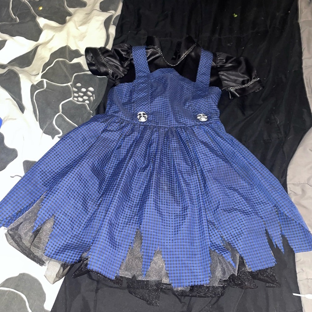 Blue plaid gothic kids costume dress